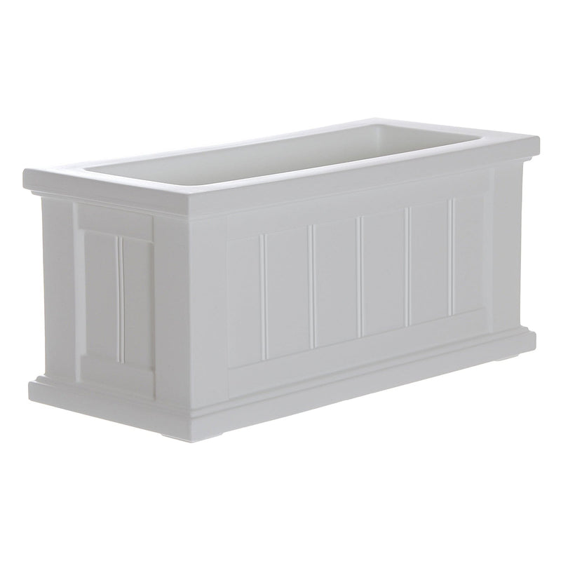 The Mayne Cape Cod 24x11 Planter, in the white finish, the unplanted planter detailed to show the shape and color clearly.