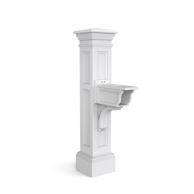 The Mayne Liberty Mail Post, in the white finish, detailed to show the shape and color clearly.