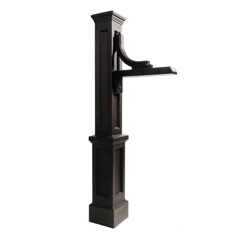 The Mayne Woodhaven Address Sign Post, in the black finish, detailed to show the shape and color clearly.