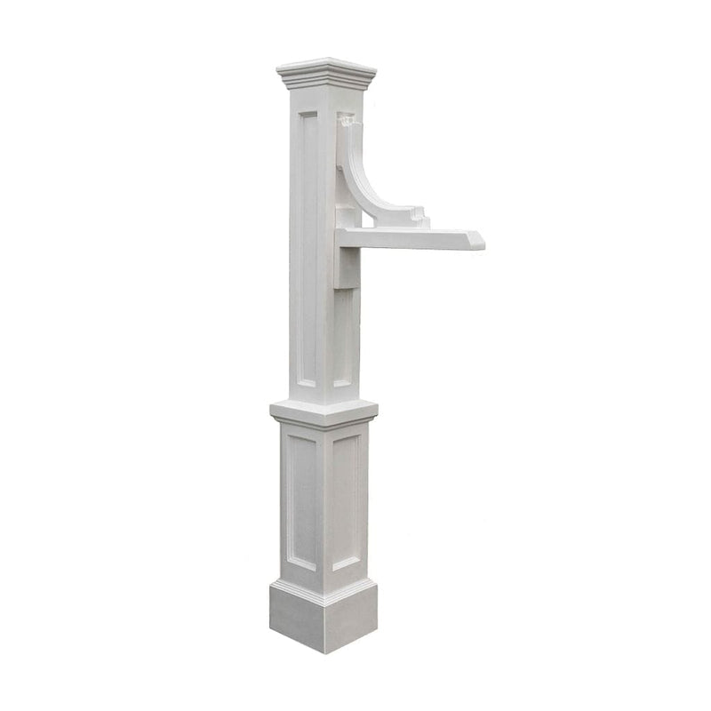 The Mayne Woodhaven Address Sign Post, in the white finish, detailed to show the shape and color clearly.