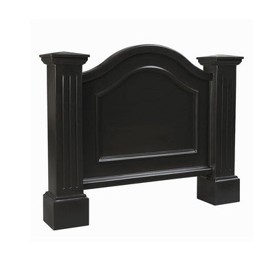 The Mayne Nantucket Address Sign, in the black finish, the unplanted planter detailed to show the shape and color clearly.