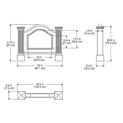 The Mayne Nantucket Address Sign measurement specifications, the length, width and height for installation purposes. 