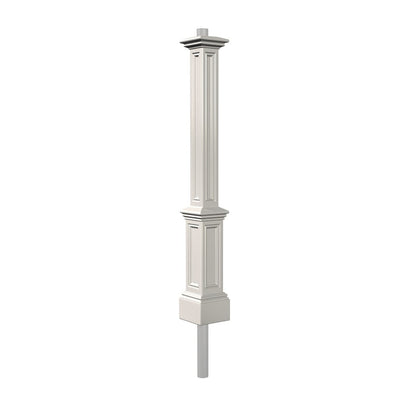 The Mayne Signature Lamp Post with Mount, in the white finish, detailed to show the shape and color clearly.