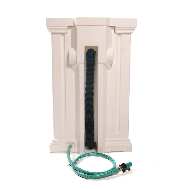 The Mayne Madison Rain Catcher in White, in the white finish, the unplanted planter detailed to show the shape and color clearly.