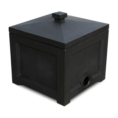 The Mayne Fairfield Garden Hose Bin in Black, in the black finish, detailed to show the shape and color clearly.