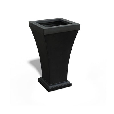 The Mayne Bordeaux Tall Planter, in the black finish, the unplanted planter detailed to show the shape and color clearly.