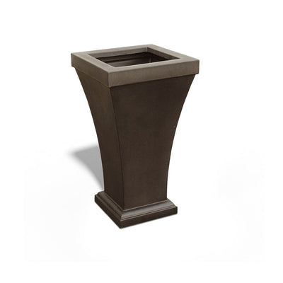 The Mayne Bordeaux Tall Planter, in the espresso finish, the unplanted planter detailed to show the shape and color clearly.