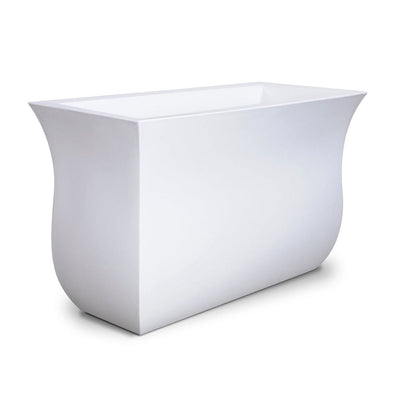 The Mayne Valencia Long Planter, in the white finish, the unplanted planter detailed to show the shape and color clearly.