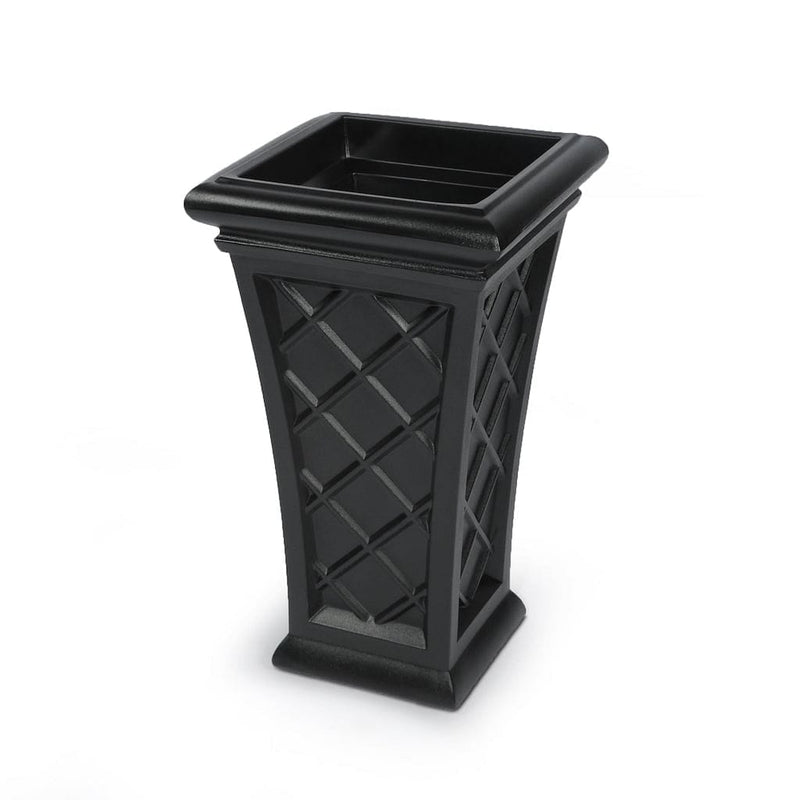 The Mayne Georgian Tall Planter, in the black finish, the unplanted planter detailed to show the shape and color clearly.