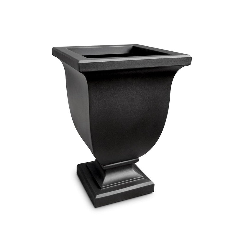 The Mayne Augusta Tall Planter, in the black finish, the unplanted planter detailed to show the shape and color clearly.