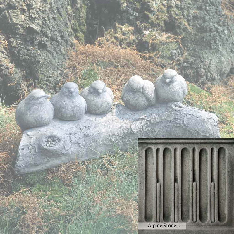 Alpine Stone Patina for the Campania International Birds on a Log Garden Statue, a medium gray with a bit of green to define the details.