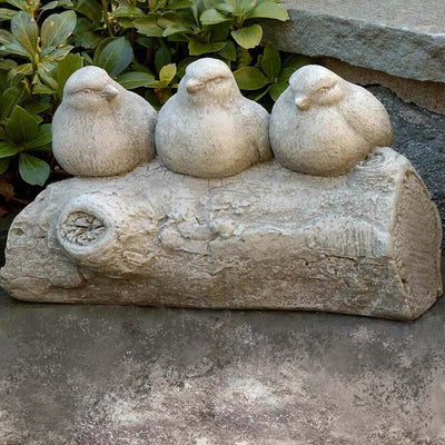 Campania International Three's a Crowd Garden Statue stained in the Greystone  patina, the ideal color for this garden statue.