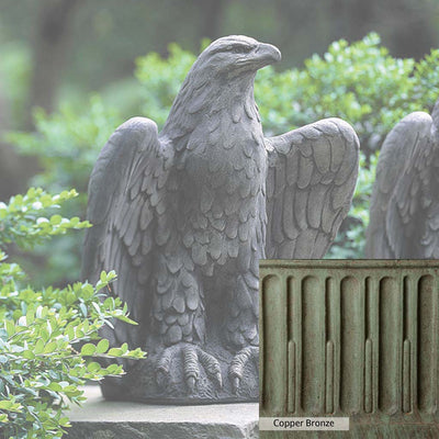 Copper Bronze Patina for the Campania International Eagle Looking Left Statue, blues and greens blended into the look of aged copper.