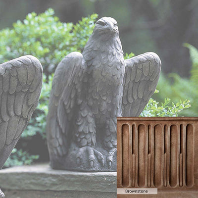 Brownstone Patina for the Campania International Eagle Looking Left and Right Statue, brown blended with hints of red and yellow, works well in the garden.