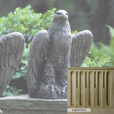 English Moss Patina for the Campania International Eagle Looking Left and Right Statue, green blended into a soft pallet with a light undertone of gray.