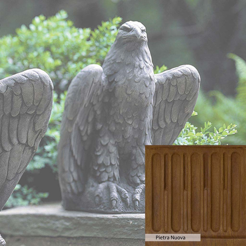 Pietra Nuova Patina for the Campania International Eagle Looking Left and Right Statue, a rich brown blended with black and orange.