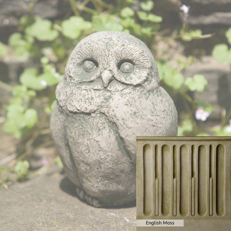 English Moss Patina for the Campania International Baby Barn Owl Statue, green blended into a soft pallet with a light undertone of gray.