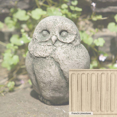 French Limestone Patina for the Campania International Baby Barn Owl Statue, old-world creamy white with ivory undertones.