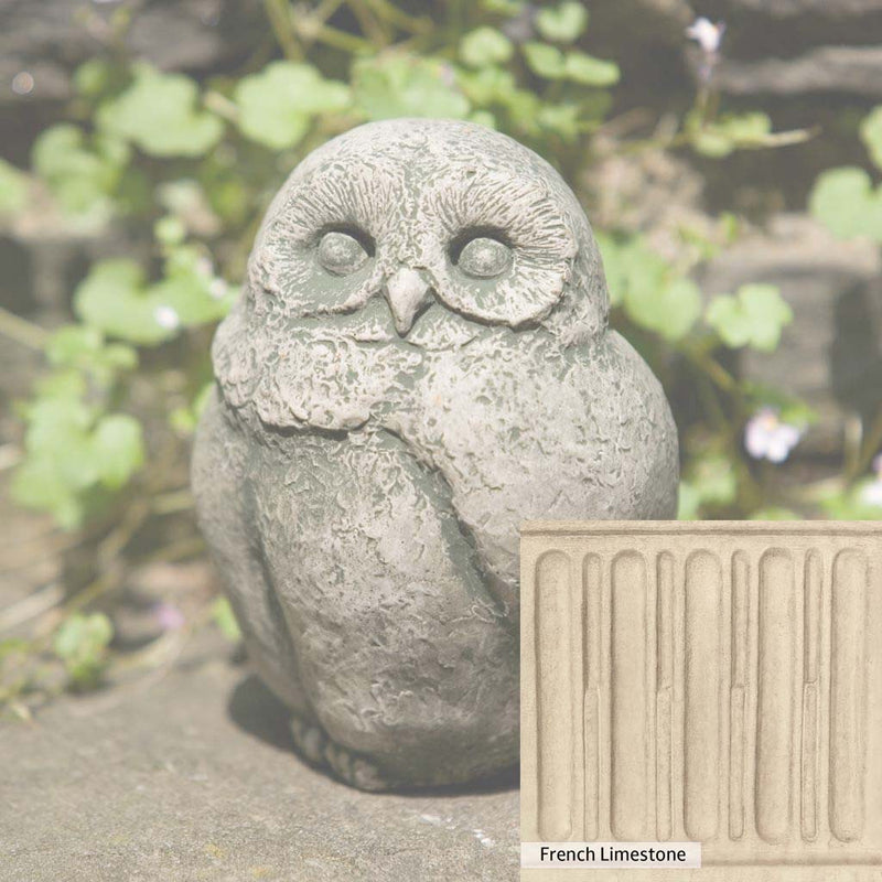 French Limestone Patina for the Campania International Baby Barn Owl Statue, old-world creamy white with ivory undertones.