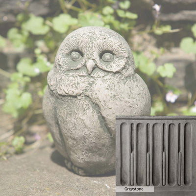 Greystone Patina for the Campania International Baby Barn Owl Statue , a classic gray, soft, and muted, blends nicely in the garden.