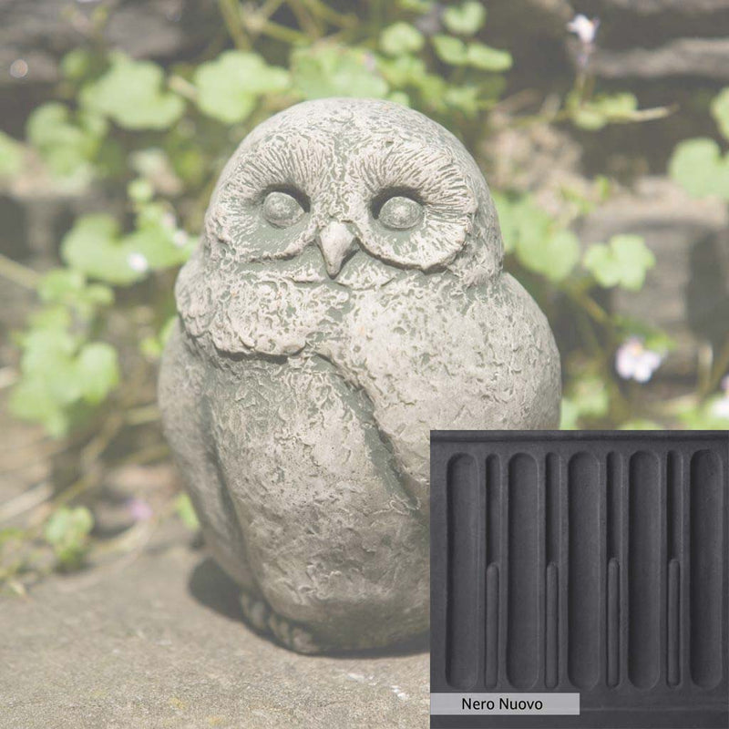Nero Nuovo Patina for the Campania International Baby Barn Owl Statue, bold dramatic black patina for the garden.