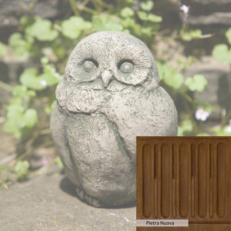 Pietra Nuova Patina for the Campania International Baby Barn Owl Statue, a rich brown blended with black and orange.