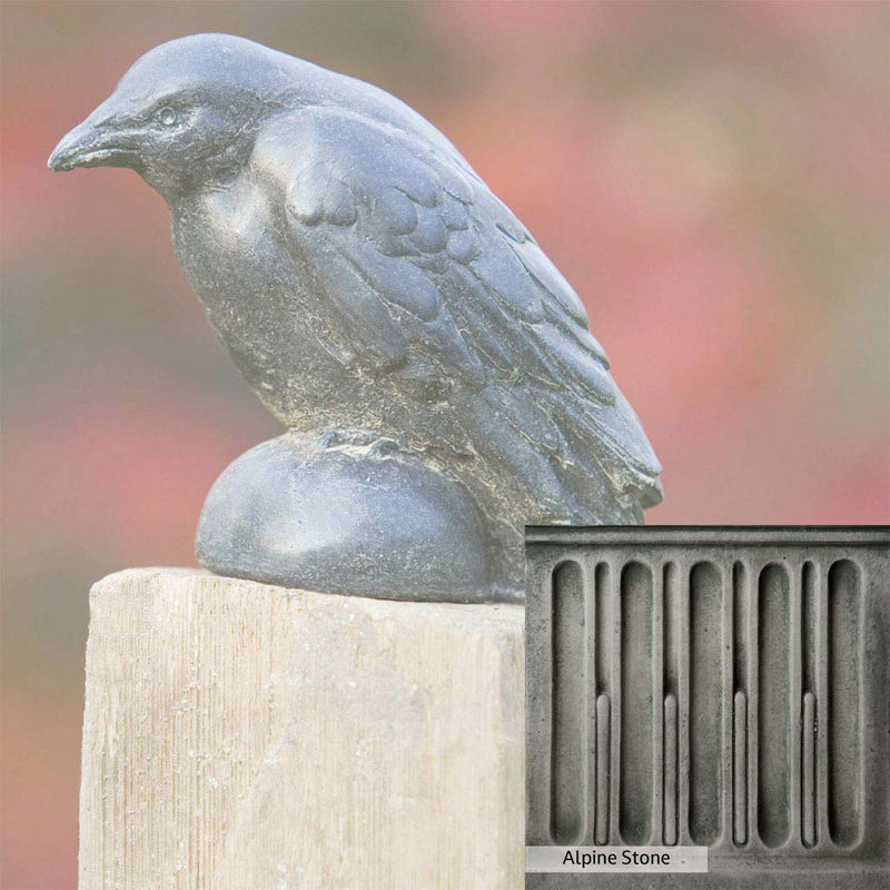 Alpine Stone Patina for the Campania International Small Raven Statue, a medium gray with a bit of green to define the details.