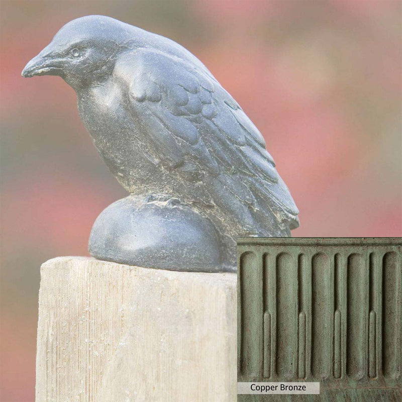 Copper Bronze Patina for the Campania International Small Raven Statue, blues and greens blended into the look of aged copper.
