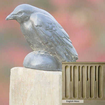 English Moss Patina for the Campania International Small Raven Statue, green blended into a soft pallet with a light undertone of gray.