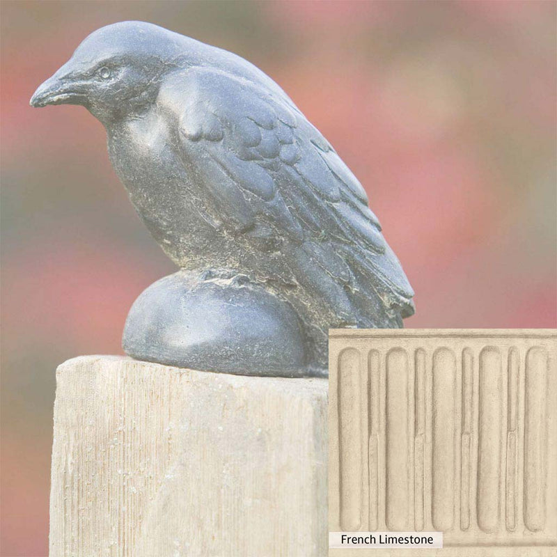 French Limestone Patina for the Campania International Small Raven Statue, old-world creamy white with ivory undertones.