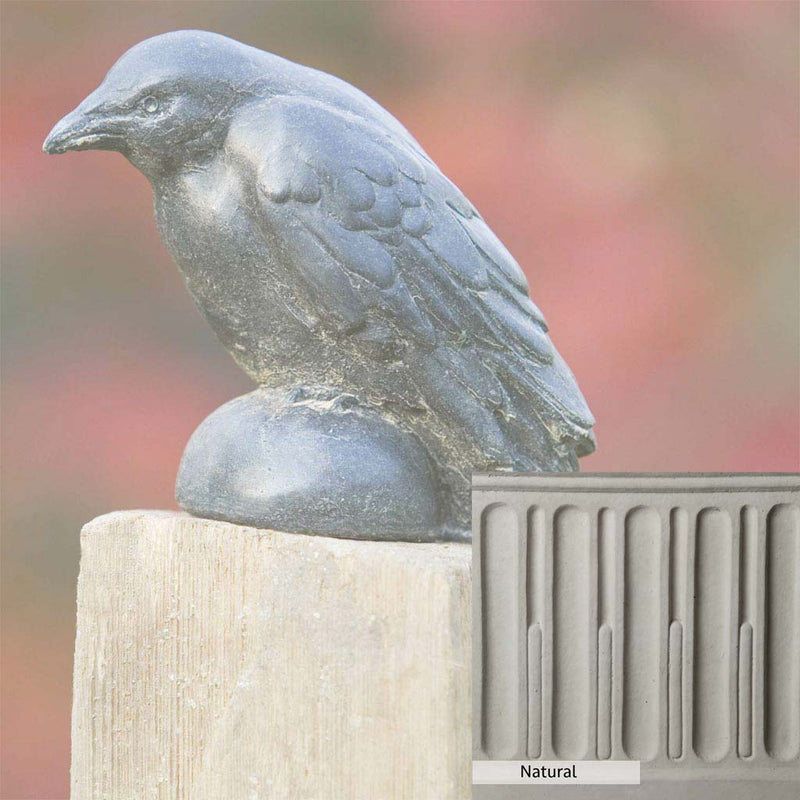 Natural Patina for the Campania International Small Raven Statue is unstained cast stone, the brightest and whitest finish that will age.