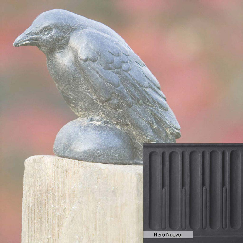 Nero Nuovo Patina for the Campania International Small Raven Statue, bold dramatic black patina for the garden.