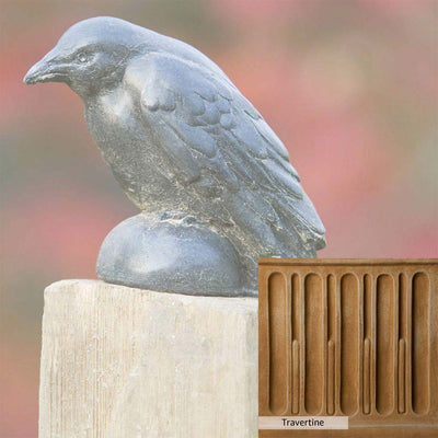 Travertine Patina for the Campania International Small Raven Statue, soft yellows, oranges, and brown for an old-word garden.