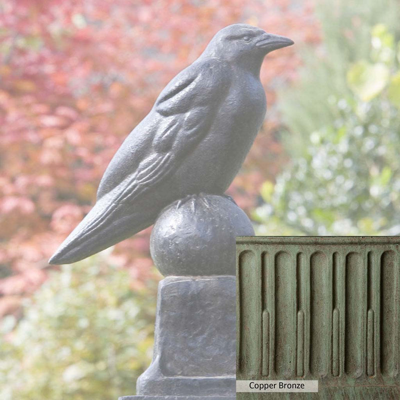 Copper Bronze Patina for the Campania International Raven Statue, blues and greens blended into the look of aged copper.