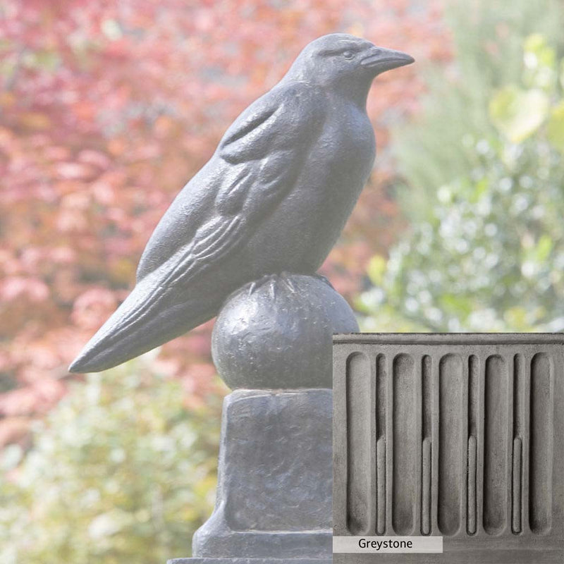Greystone Patina for the Campania International Raven Statue , a classic gray, soft, and muted, blends nicely in the garden.