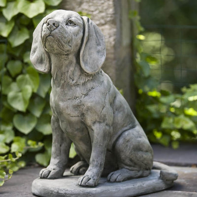 Campania International Scout Statue stained in the Alpine Stone  patina, the ideal color for this garden statue.