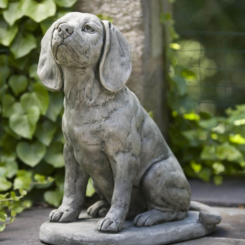 Campania International Scout Statue stained in the Alpine Stone  patina, the ideal color for this garden statue.