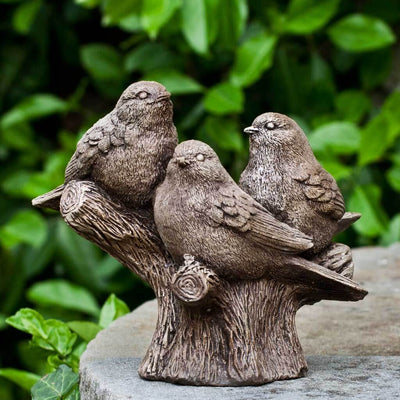 Campania International Three's Company Statue stained in the Brownstone  patina, the ideal color for this garden statue.