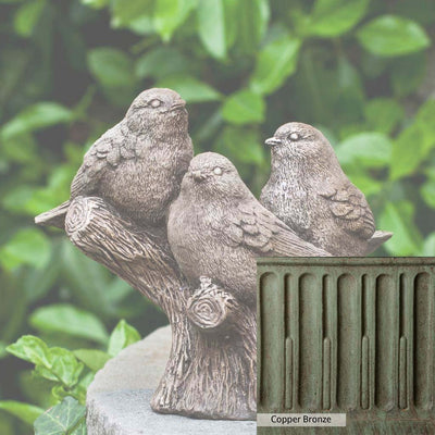 Copper Bronze Patina for the Campania International Three's Company Statue, blues and greens blended into the look of aged copper.