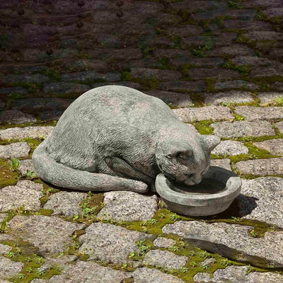 Campania International Samantha Cat Statue stained in the Alpine Stone  patina, the ideal color for this garden statue.