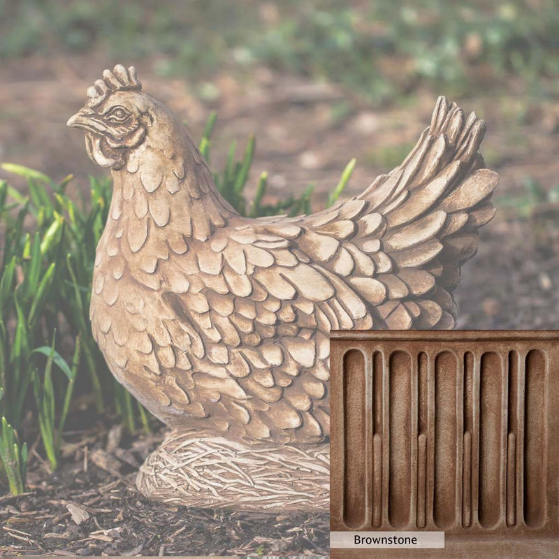 Brownstone Patina for the Campania International Henrietta Statue, brown blended with hints of red and yellow, works well in the garden.