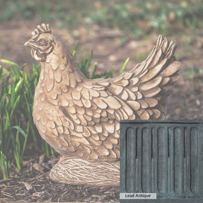 The Lead Antique Patina for the Campania International Henrietta Statue, aged blue and grey layered to give the look of a classic antique lead patina.