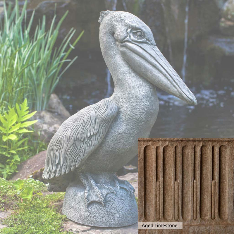 Aged Limestone Patina for the Campania International Pelican Statue, brown, orange, and green for an old stone look.