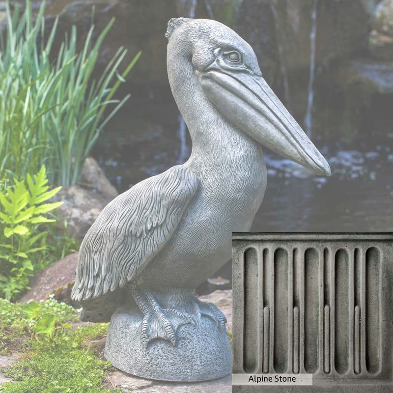 Alpine Stone Patina for the Campania International Pelican Statue, a medium gray with a bit of green to define the details.