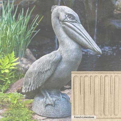 French Limestone Patina for the Campania International Pelican Statue, old-world creamy white with ivory undertones.