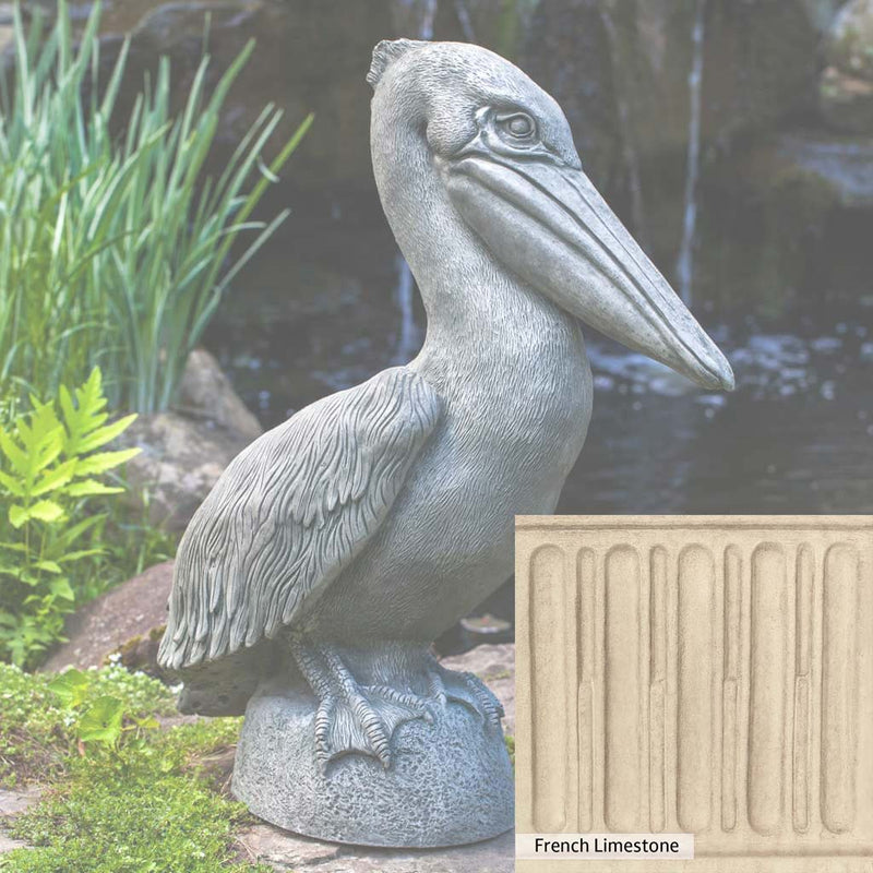French Limestone Patina for the Campania International Pelican Statue, old-world creamy white with ivory undertones.