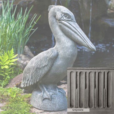 Greystone Patina for the Campania International Pelican Statue , a classic gray, soft, and muted, blends nicely in the garden.