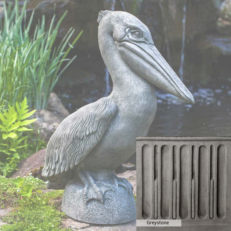 Greystone Patina for the Campania International Pelican Statue , a classic gray, soft, and muted, blends nicely in the garden.