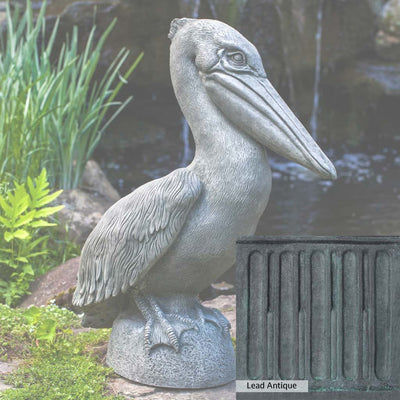 The Lead Antique Patina for the Campania International Pelican Statue, aged blue and grey layered to give the look of a classic antique lead patina.