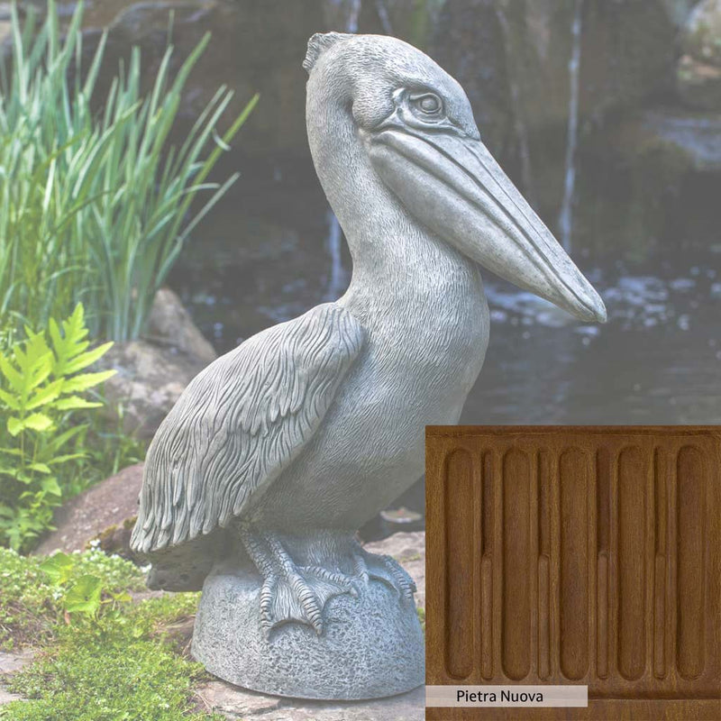 Pietra Nuova Patina for the Campania International Pelican Statue, a rich brown blended with black and orange.